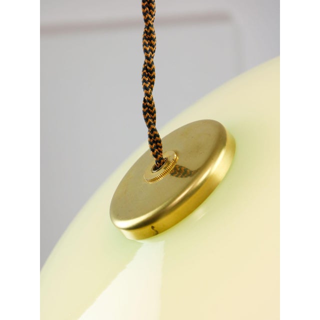 Mid-Century Modern Italian Brass and Green Glass Pendant Lamp For Sale - Image 13 of 18