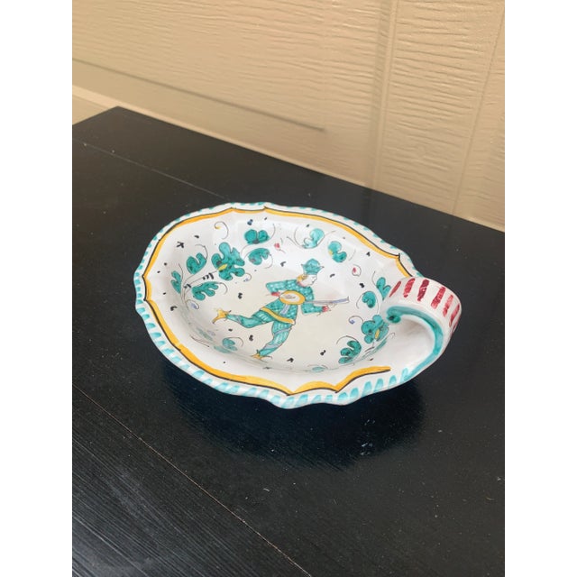 Vintage Grazia Deruta Hand-Painted Faience Lute Player Catchall For Sale In South Bend - Image 6 of 11