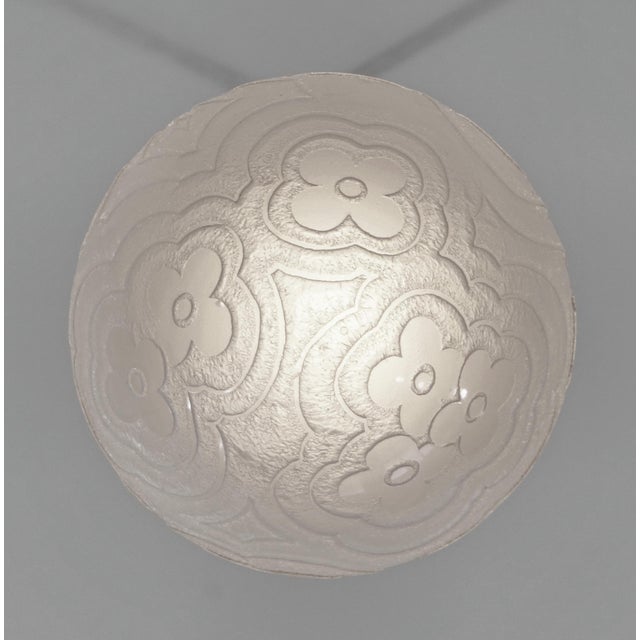 Metal French Art Deco Flush Mount by Noverdy 1930 France For Sale - Image 7 of 12