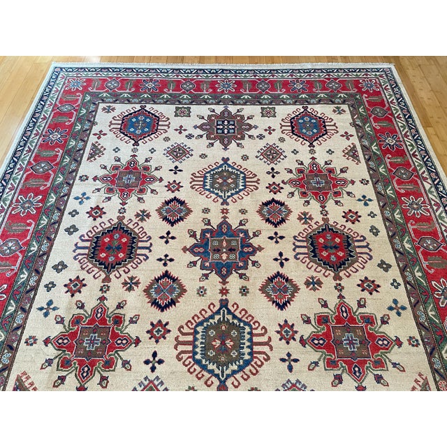 Shabby Chic Tribal Super Kazak Hand-Knotted Wool Rug 8x10 For Sale - Image 6 of 10