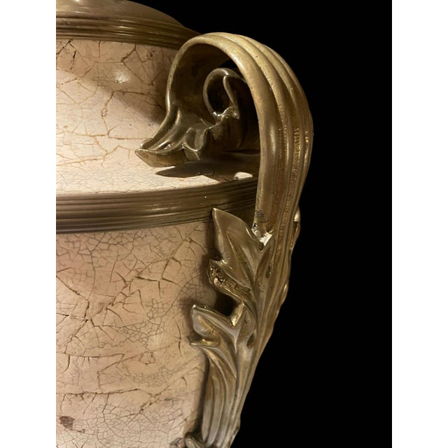 Stunning pair of heavy brass and faux marble high end lamps. Neo Classical in style! Minimal patina, both in excellent...