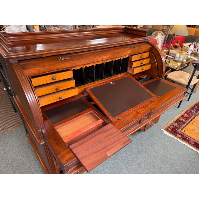 Victorian English Roll Top Victorian Secretaire, Circa 1860 For Sale - Image 3 of 12
