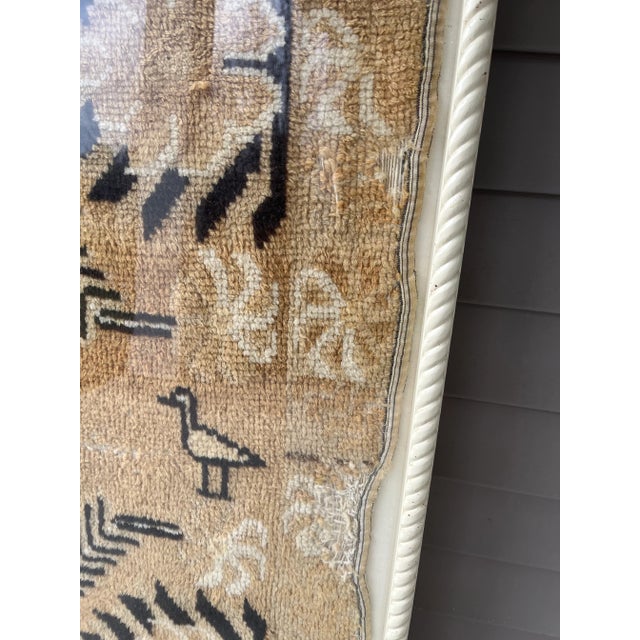 1920s Primitive Framed Persian Bird Rug Textile Shadow Box Artwork For Sale - Image 4 of 11