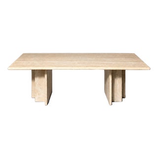 Travertine Coffee Table with Sculptural Base For Sale