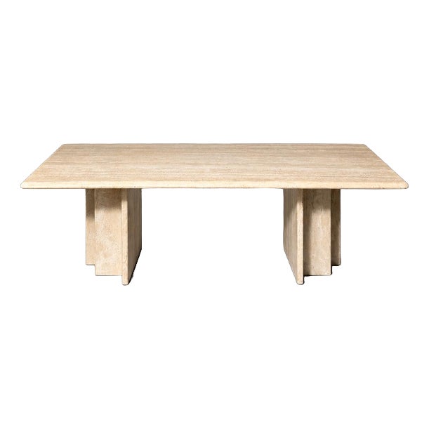 Travertine Coffee Table with Sculptural Base For Sale
