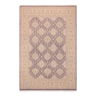 Boho Chic Ziegler Purple Gray Hand-Knotted Wool and Silk Rug-9'11'' X 14'2'' For Sale