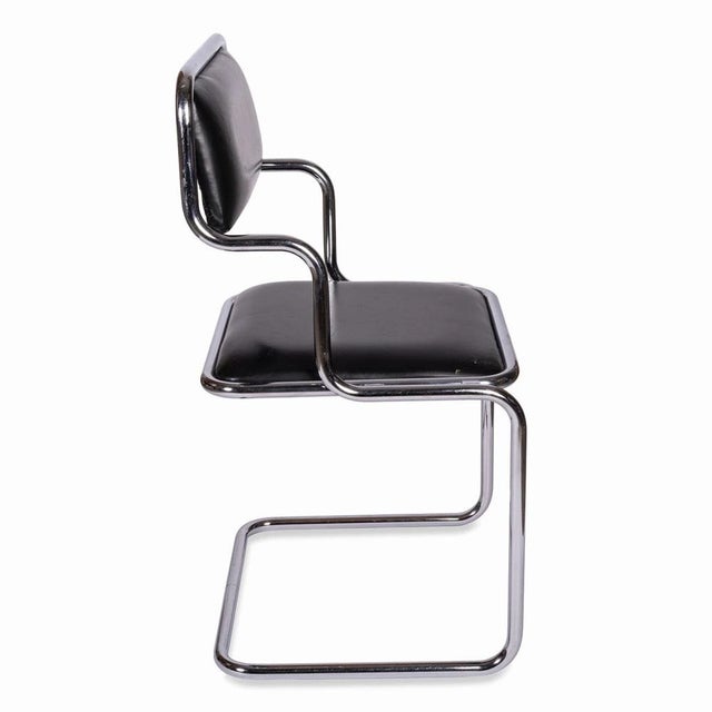Black Leather Chair from the Mánes Exhibition Hall For Sale - Image 3 of 12