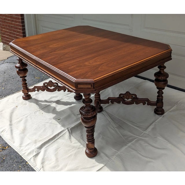 Vintage 1930s Dining Table With Two Leaves For Sale - Image 12 of 16