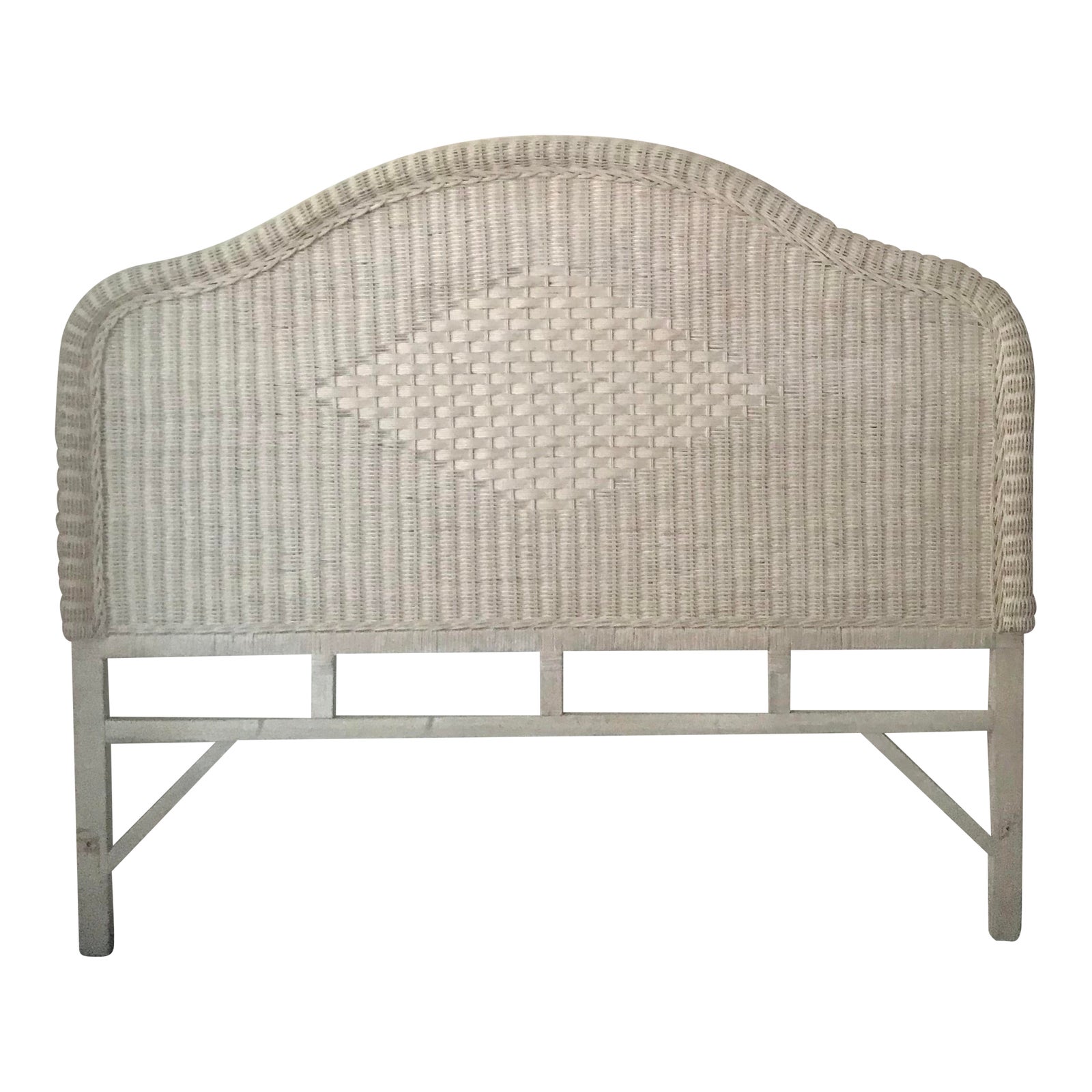 1980's White Wicker Headboard Chairish