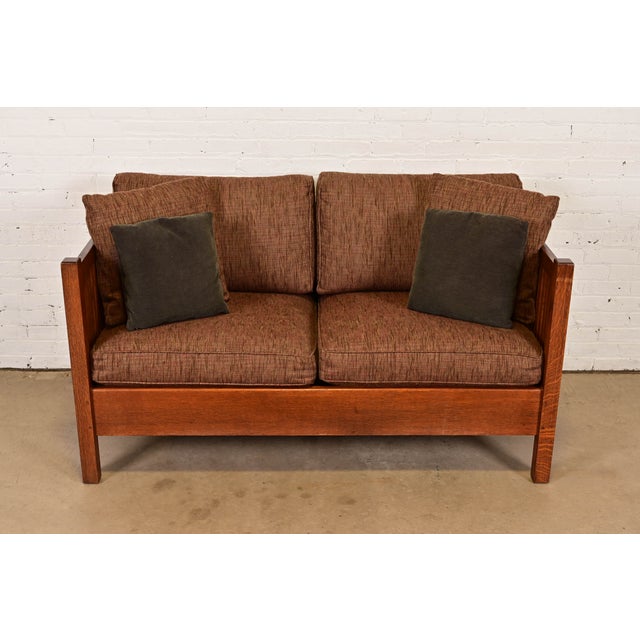 Mission Stickley Mission Oak Arts & Crafts Spindle Settle Sofa For Sale - Image 3 of 12