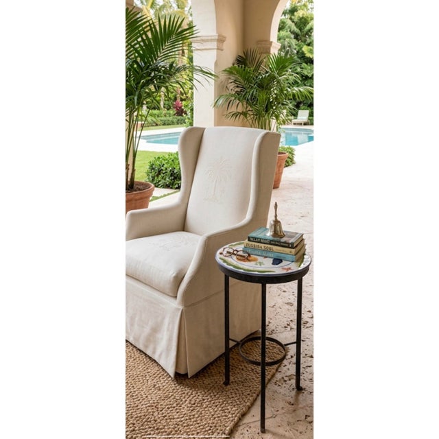 Mediterranean Style Hand-Painted Ceramic and Wrought Iron Coastal Martini Table For Sale - Image 11 of 12