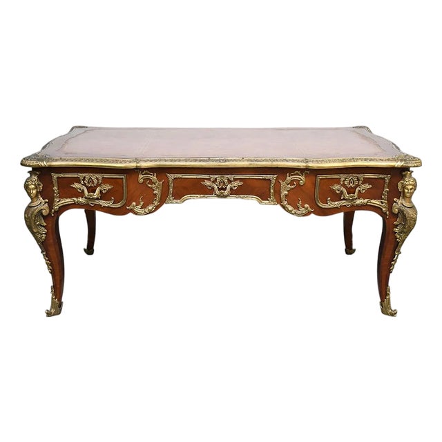 Leather Top Large Fine 20th C French Bureau Plat. Writing Desk. For Sale