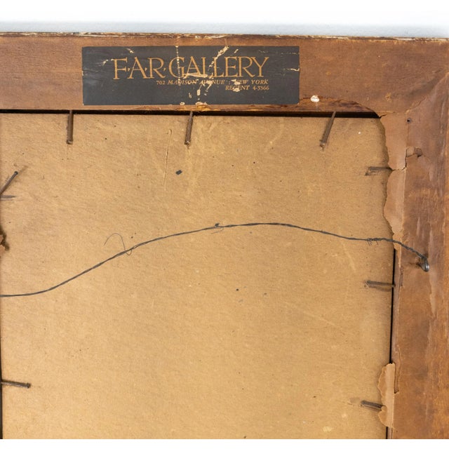 Mid-Century Etching Engraving Print of a Lady Signed Illegibly, Far Gallery Label For Sale - Image 9 of 10