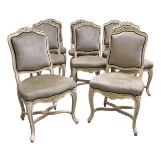 Vintage Louis XV Style Beech Chairs, 1970s, Set of 8 For Sale