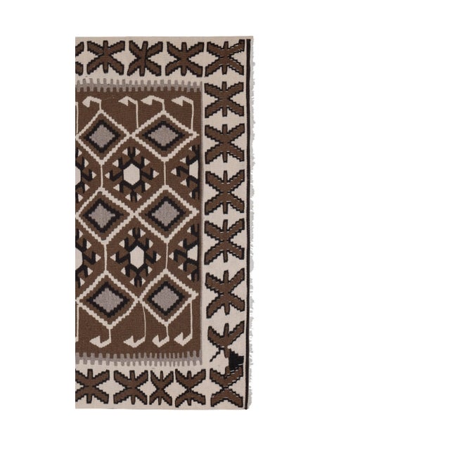 1970s Vintage Turkish Kayseri Kilim Rug 3'10" X 4'7" For Sale - Image 5 of 13