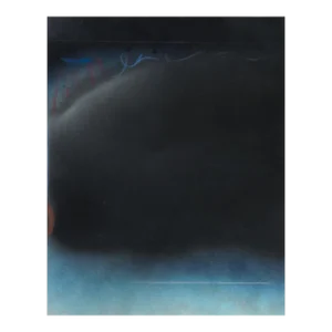 Vintage 1970s Black Smoky Blue Abstract Painting