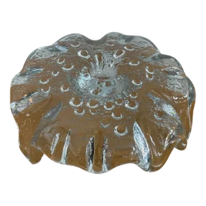 1970s Don Shepherd for Blenko Ice Floe Glass Dish - Single Taper Candle Holder
