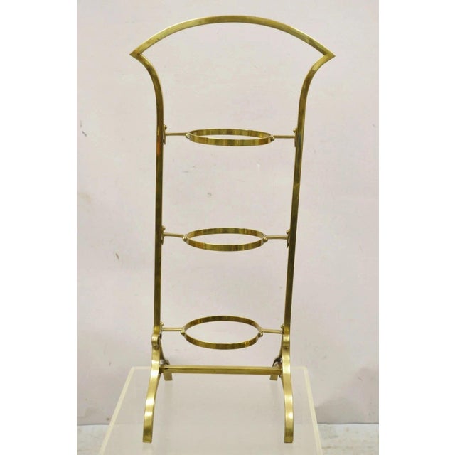 Mid-Century Modern Vintage Italian Mid Century Modern Brass 3 Tier Muffin Pastry Cake Stand For Sale - Image 3 of 10