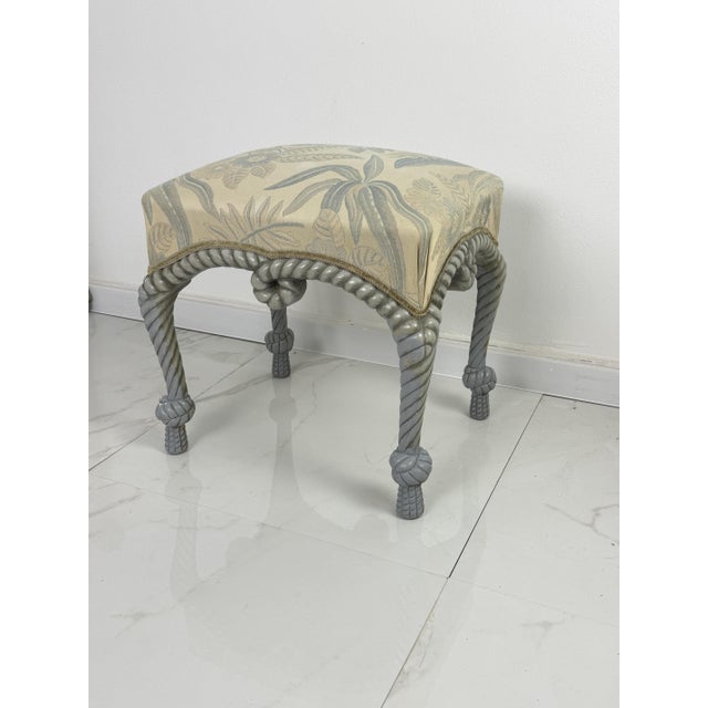 French Country Style Pouf with Rope Details, 1970 For Sale - Image 6 of 14