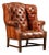 Mid 20th Century Tufted Vinyl Chesterfield Wingback Armchair in Brown For Sale