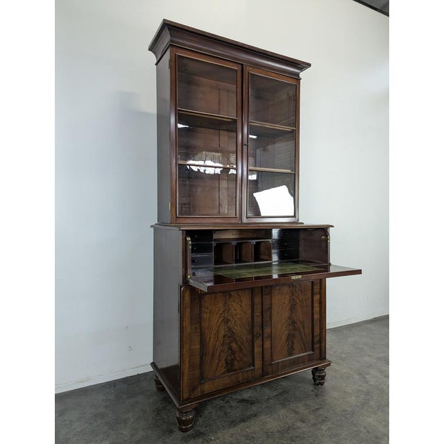 English Mahogany Bookcase with Secretary For Sale - Image 3 of 14