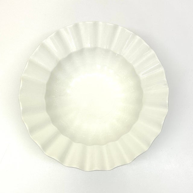 1980s Oversized Fluted Edge White Ceramic Serving Bowl, Made in Portugal For Sale - Image 4 of 10