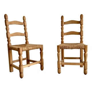 Natural Straw Chairs, Italy, 1970s, Set of 2 For Sale