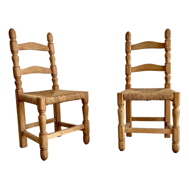 Natural Straw Chairs, Italy, 1970s, Set of 2 For Sale