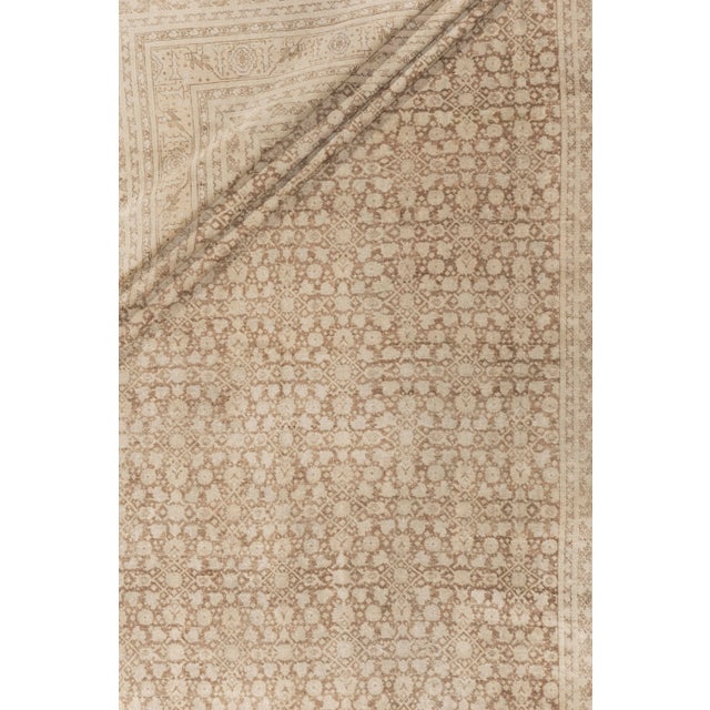 Tan Antique Circa 1910 Tabriz Hand Knotted Wool Rug, Taupe, 11ft X 14ft 10in For Sale - Image 8 of 10