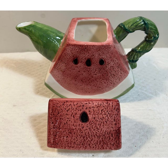 Ceramic Vintage 1990’s Watermelon Slice Ceramic Teapot For Sale - Image 7 of 8