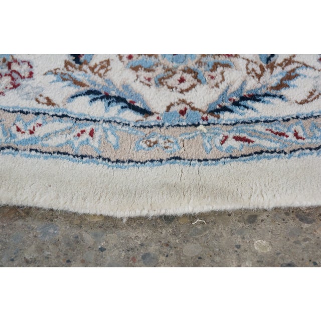 Vintage Nain Floral All Over Vine Palmette Round Wool & Silk Area Rug 74" For Sale - Image 4 of 13