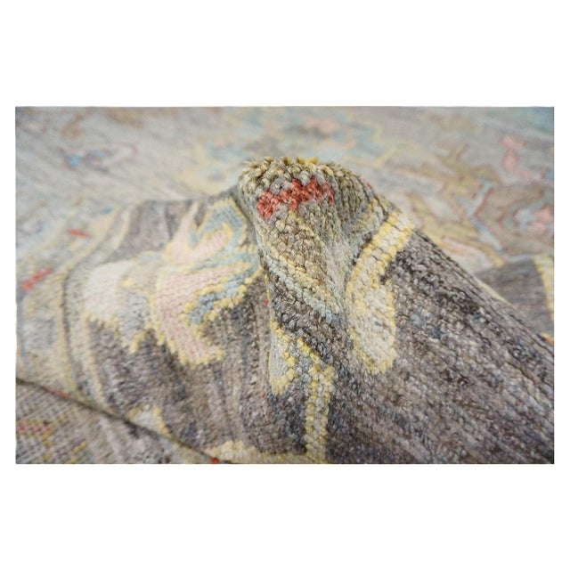 21st Century Turkish Oushak Wool 10x11 Charcoal, Taupe & Blue Handmade Area Rug #1144084 For Sale - Image 11 of 11