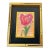1970s Small Abstract Tulip Painting Framed in Dark Passpourtou For Sale