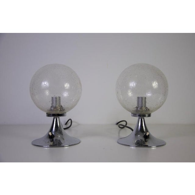 Vintage German Chrome and Glass Table Lamps, 1960s, Set of 2 For Sale - Image 4 of 12