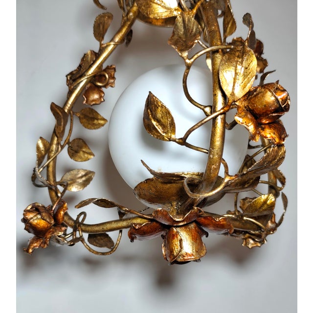 Gold Wrought Iron and Gold Leaf Lamp, Spain, 1960s For Sale - Image 8 of 17