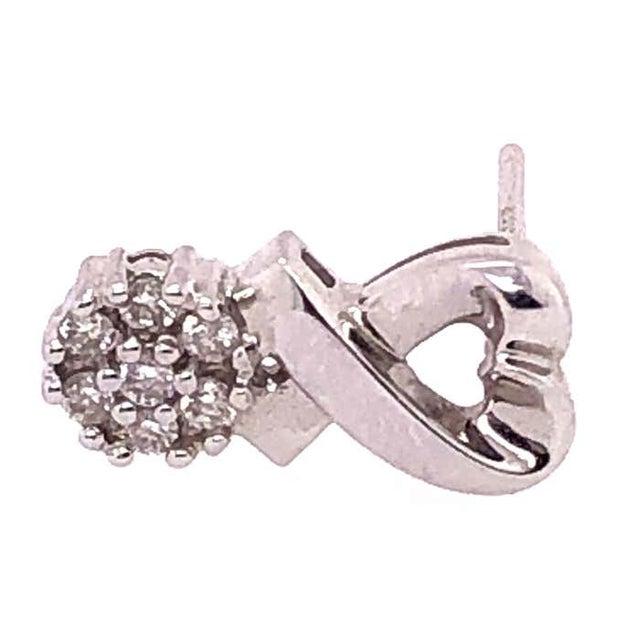 Antique White 14 Karat White Gold Button Earrings With Diamonds 0.25 TDW For Sale - Image 8 of 9