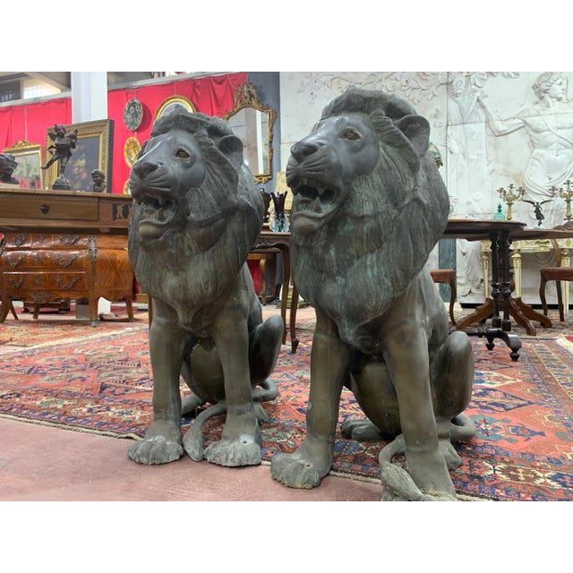 Unknown, Pair of Bronze Lions, 1928, Bronze For Sale - Image 6 of 8