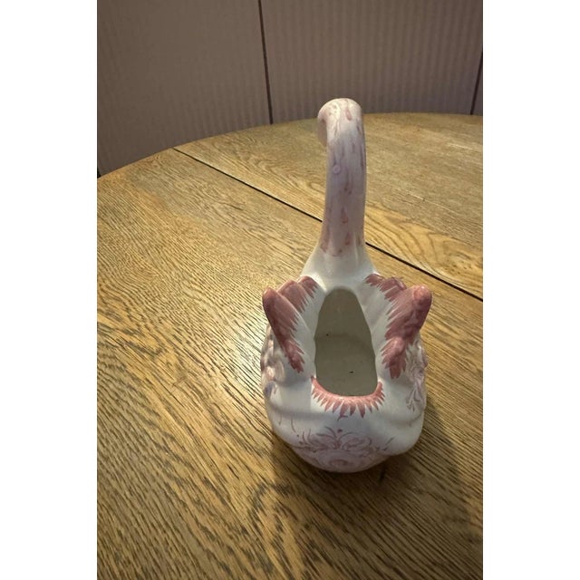 Mid-Century Modern Vintage Portuguese Vestal Pottery Swan Planter For Sale - Image 3 of 7