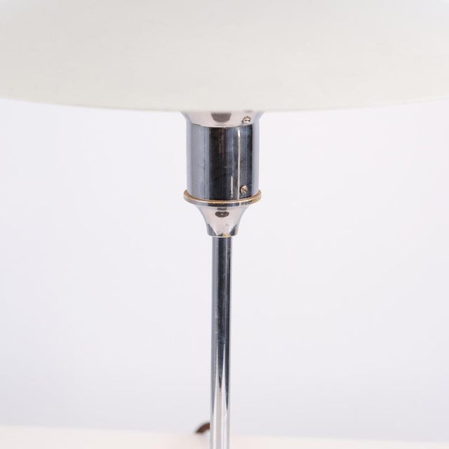 Lyfa Table Lamp with White Metal Shades and Nickel-Plated Frame by Lyfa, 1940s For Sale - Image 4 of 12