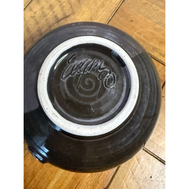 Gary Eagan Spring Street Pottery Complementary Bowl Pair — Celadon & Tenmoku With Applied Gold Seals For Sale - Image 6 of 12