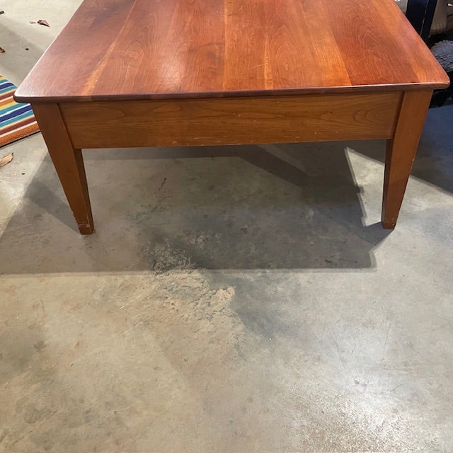 Vintage S. Bent & Bros Square Brown Wooden Coffee Table W/ Single Drawer For Sale - Image 13 of 14