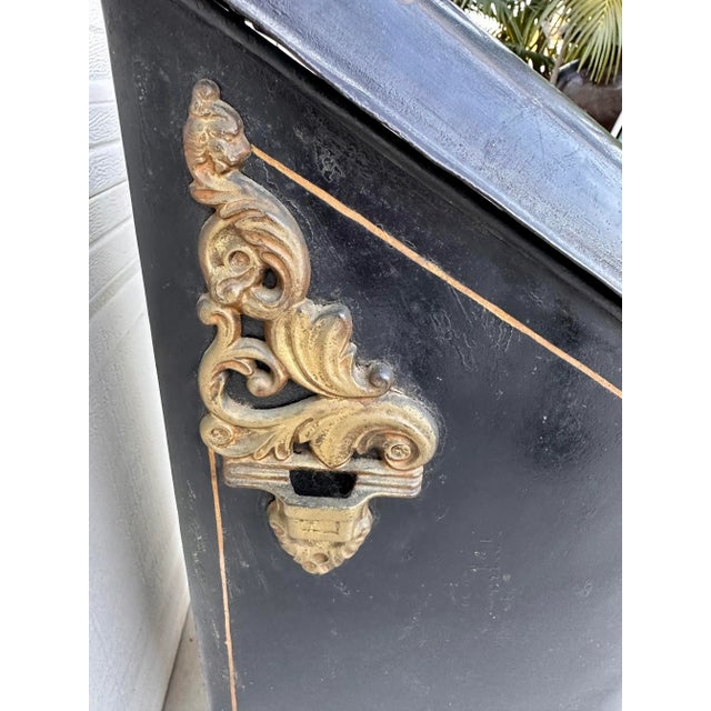 Metal Antique 19th Century French Hand Painted Fireplace Coal Scuttle For Sale - Image 7 of 12