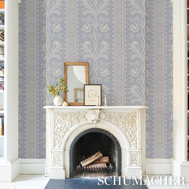 SAMPLE - Schumacher Bell Flowers Wallpaper In Light Blue For Sale In New York - Image 6 of 6