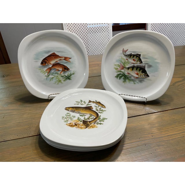 1940s-50s French Limoges Fish Plates - Set of Five For Sale - Image 17 of 17