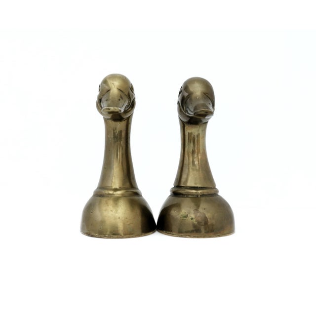 Late 20th Century Vintage Brass Duck Bookends, a Pair For Sale - Image 5 of 8