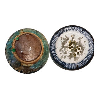Vintage Studio Pottery Drip Glaze Bowl, Organic Stoneware Centerpiece, 10” For Sale