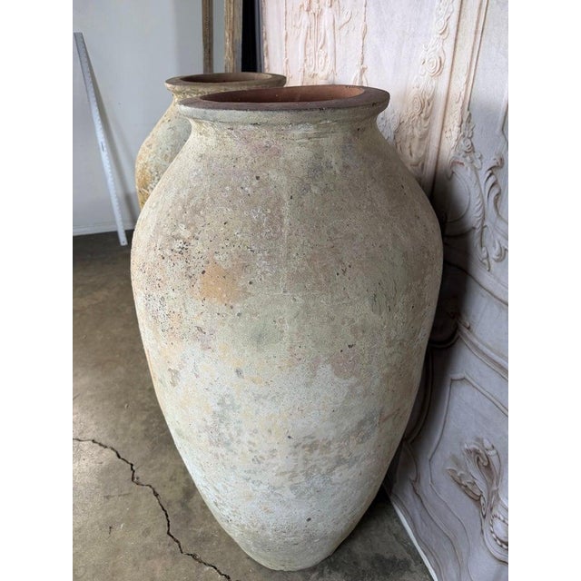 Pair of Monumental Terracotta Olive Jars With Weathered Patina For Sale - Image 14 of 17