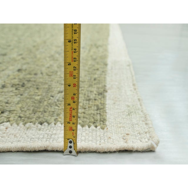 8x10 Natural Wool Jute Cream Green Solid Premium Rug For Sale - Image 11 of 17