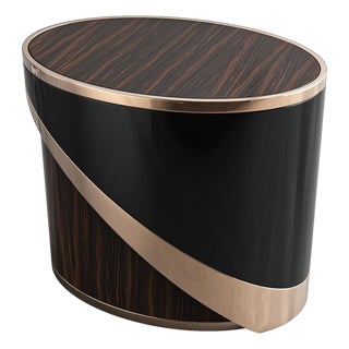 "Arcadia" Side Table With Bronze and Stainless Steel, Handmade For Sale