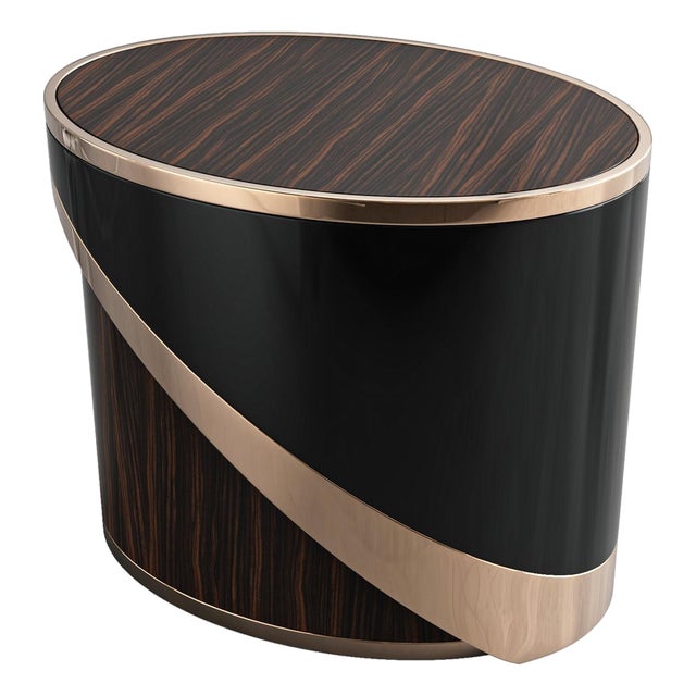 "Arcadia" Side Table With Bronze and Stainless Steel, Handmade For Sale